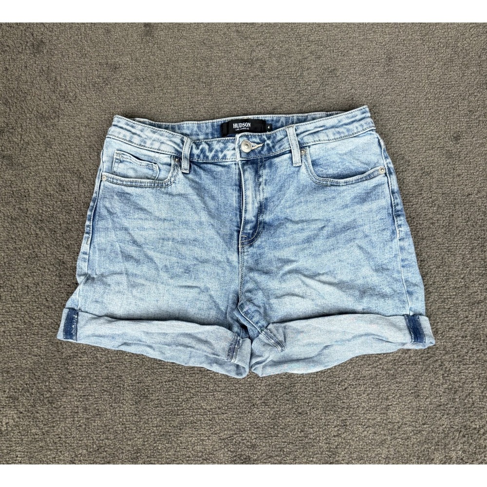Hudson Los Angeles Light Wash Cuffed Denim Shorts Size 4 27 Blue Stretch